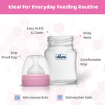 Chicco Well-Being Glass Feeding Bottle (120ml, Slow Flow) (Pink)