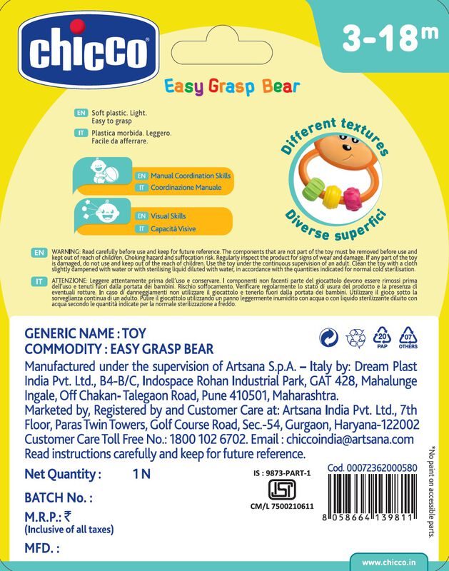 Chicco Rattle Easy Grasp Bear